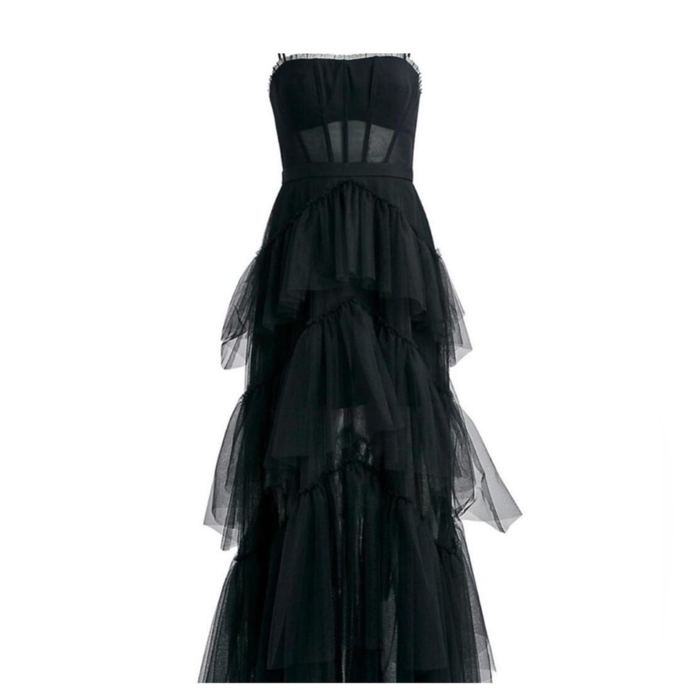 BCBGMAXAZRIA Corset Tulle Gown in Black - Picture 3 of 5